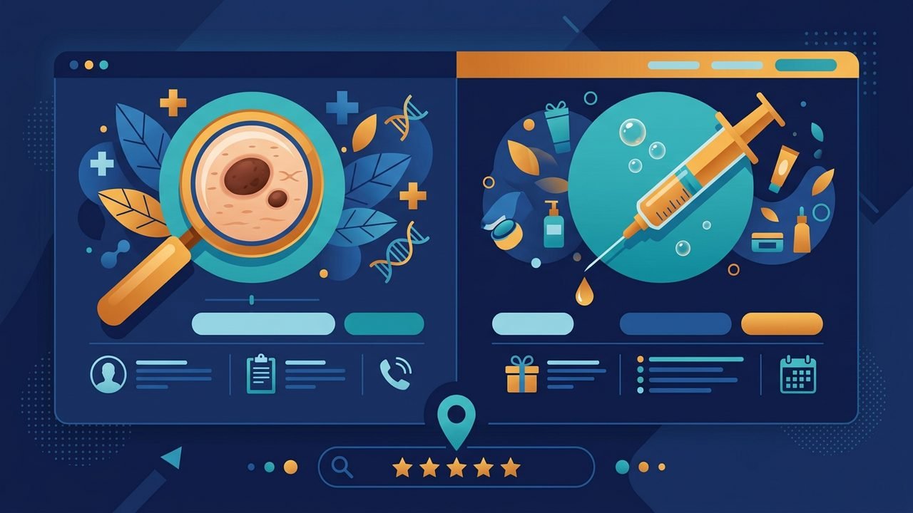 Dermatologia: separar lo clinico de lo estetico en tu web